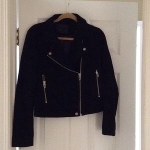 Black suede moto jacket